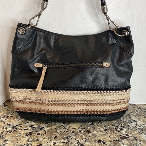 The Sak Indio Demi Shoulder Bag, Black/Shiitake Crochet, One Size - Picture 4 of 12